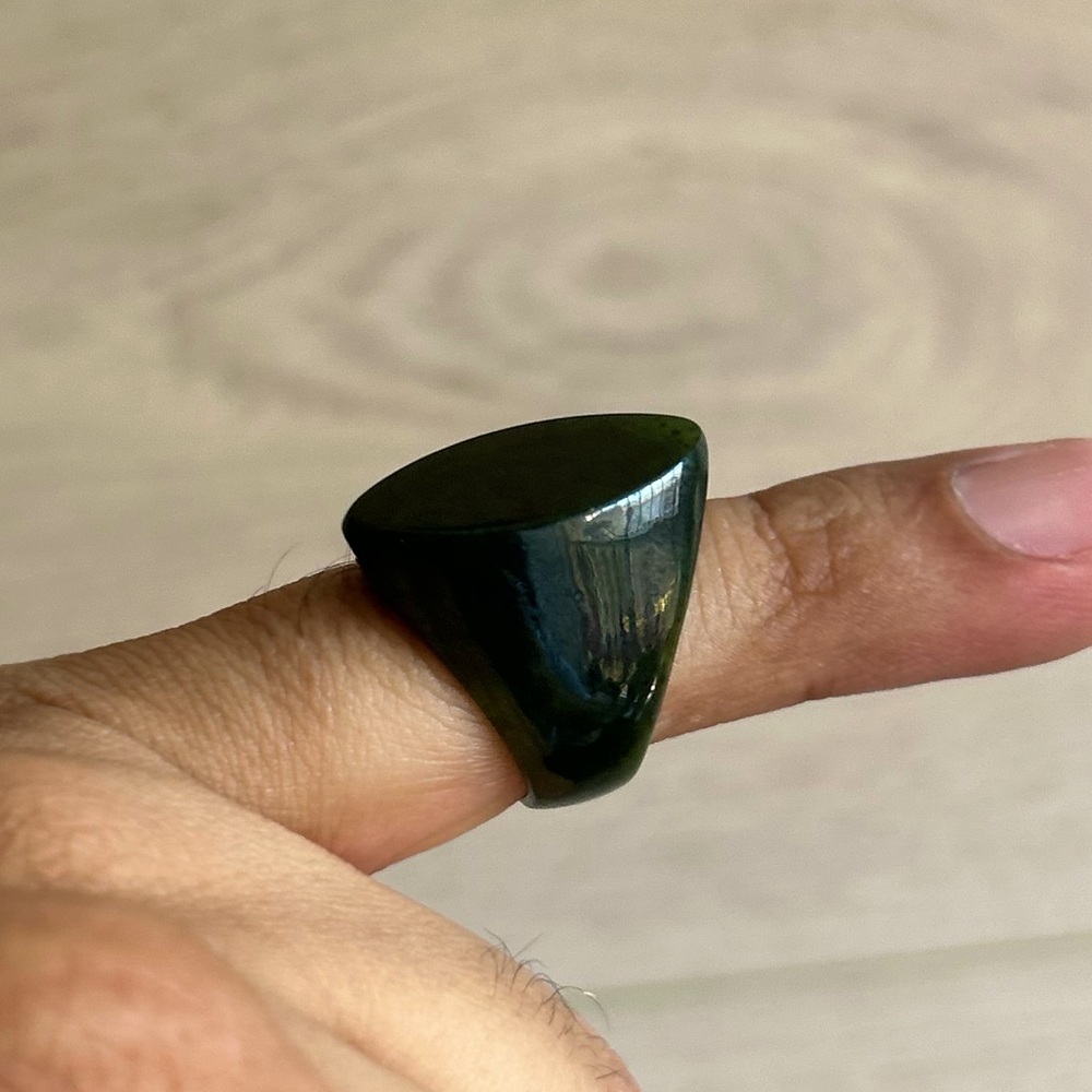 Dark Nephrite Jade Stone Ring